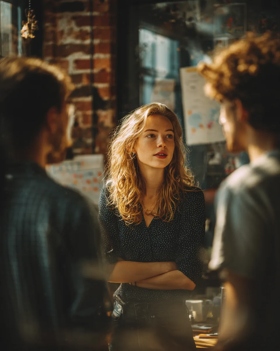 Small NuvaLoan team of four gathered around a whiteboard in a sunlit loft office
